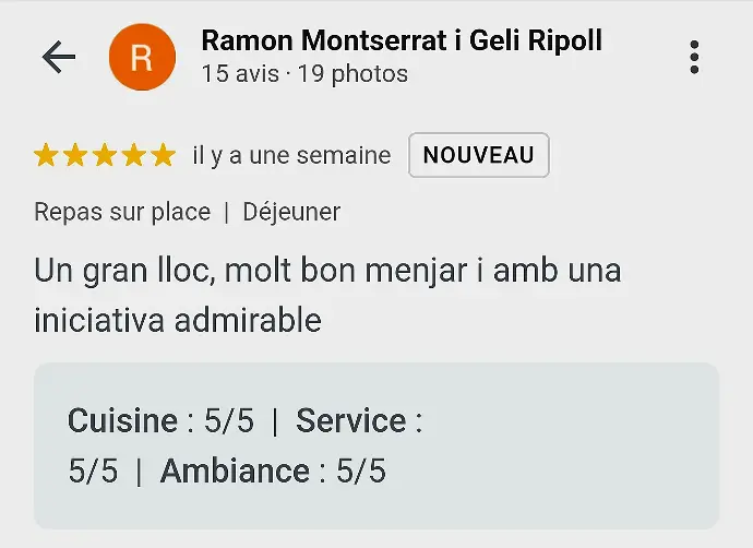 avis de ramon montserrat i geli ripoll google 5 etoiles