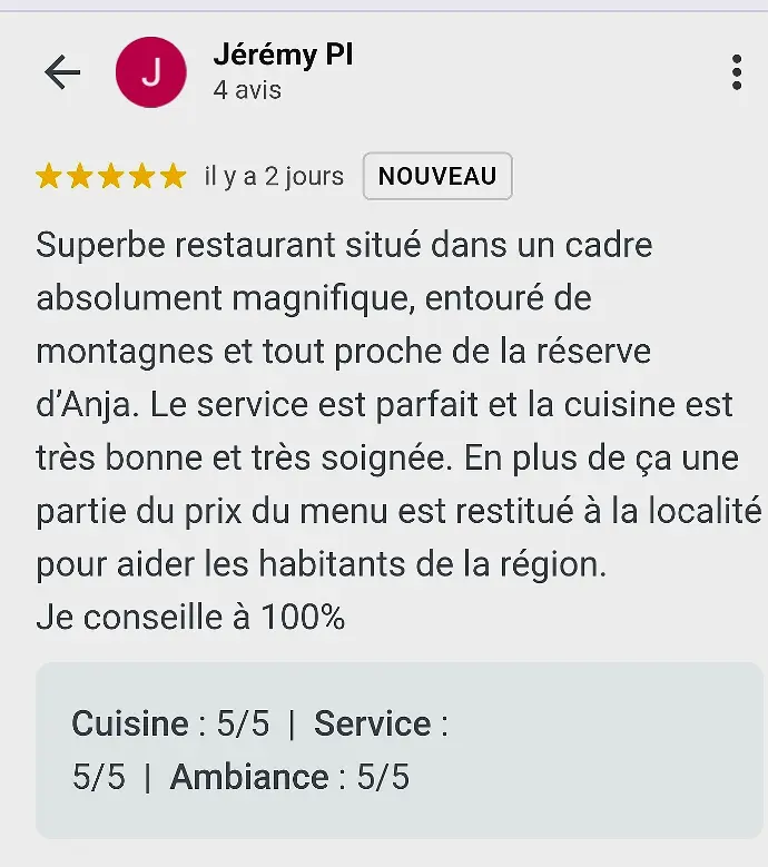 avis google de jérémy Pi 5 etoiles